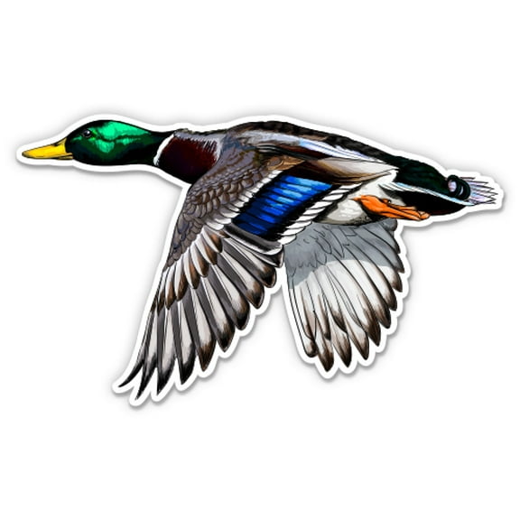 Flying Mallard Duck - 3" Vinyl Sticker - For Car Laptop Water Bottle Phone - Waterproof Decal