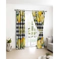 thumbnail image 3 of Yellow Lemons Blackout Curtains for Bedroom/Living Room, Thermal Insulated Kitchen Curtains, Summer Fruits Leaves Botanical Buffalo Plaid Grommet Darkening Window Treatment Drapes 52"x72"x2, 3 of 8