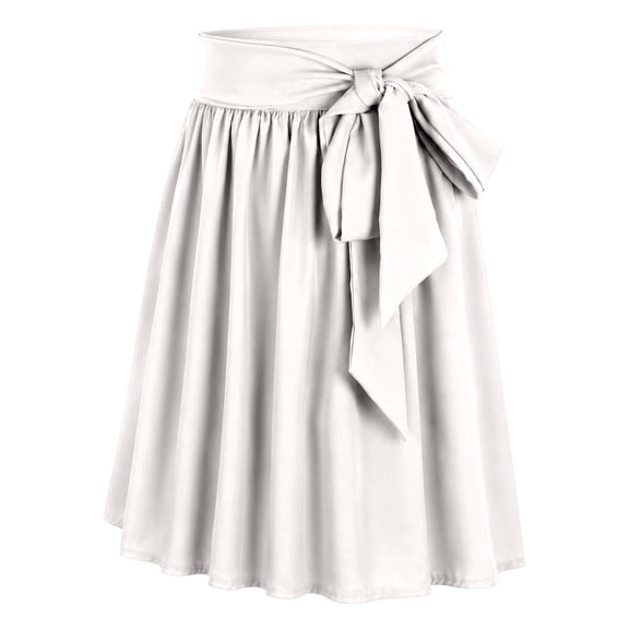 ZHOGXU Elegant Skirts For Womens Solid Color Elastic Waist A Line Tie Waist Pleated Design Outdoor Shopping Dating