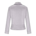 thumbnail image 4 of YYDGH Women's Faux Suede Jacket Fall Zipper Long Sleeve Lapel Casual Coats With Pockets Biker Moto Cropped Coat Outwear, 4 of 5