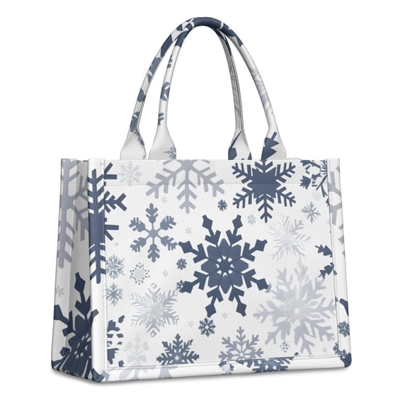 Large Capacity Tote Bag,Blue Christmas Snowflake Pattern Handbag Fashion Luxury Tote Bag,15.7"x13"x 5.1" Inches,Laptop Compatible