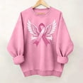 thumbnail image 2 of Frostluinai Women's Crewneck Sweatshirts Pink Ribbon Print Breast Cancer Survivor Pullover Long Sleeve Inspirational Awareness Gift Tops S-2XL, 2 of 6