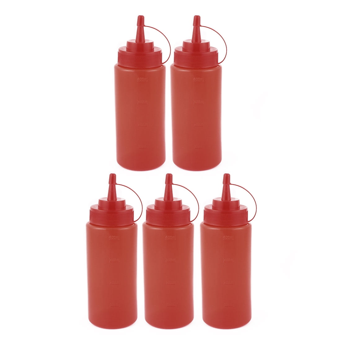 5Pcs 400ml Kitchen Plastic Squeeze Bottles Condiment Ketchup Mustard Oil Salt by Unique-Bargains
