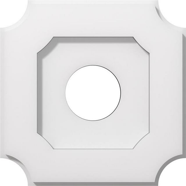 Ekena Millwork CMP10LE-03000 10 in. OD x 3 in. ID Square Locke Architectural Grade PVC Contemporary Ceiling Medallion