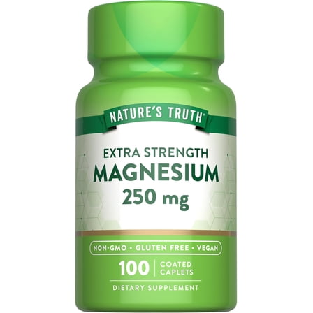 Magnesium 250 mg | 100 Caplets | from Magnesium Oxide | Non-GMO and Gluten Free | by Nature's Truth