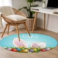 thumbnail image 5 of Round Area Rug 4ft, Happy Easter Rabbit Ears Non-Slip Non-Shedding Floor Mat, Red Yellow Purple Eggs Washable Sturdy Carpet for Living Room Bedroom Home Decor, 5 of 9