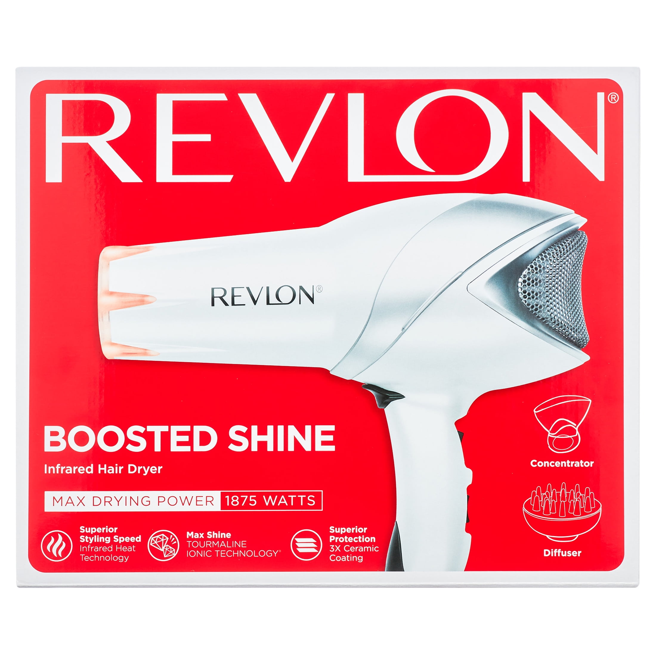 Revlon 1875W Infrared Heat + Ceramic Hair Dryer, White