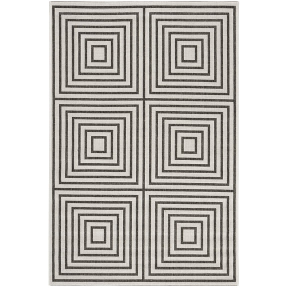 SAFAVIEH Beach House Arthur Geometric Indoor/Outdoor Area Rug, Light Grey/Charcoal, 2'2" x 4'