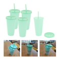 thumbnail image 1 of Copas de cambio de color Tumblers con tapas y - 5 paquetes de plástico reutilizable tumblers de agua fría tazas de para adultos ni Verde Macarena taza de café, 1 of 8