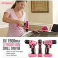 thumbnail image 2 of 58pc Pink 8V USB Electric Power Cordless Drill Driver and Womens Ladies Home  Tool Kit Set, 2 of 6