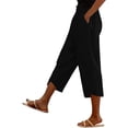 thumbnail image 2 of Aoiroe Women's Linen Capri Pants,Lounge Baggy Palazzo Trousers Casual Cotton Linen Pants Straight Leg Vacation Beach Crop Pant Womens Comfy Pants Wide Leg Pants With Pockets Black XL, 2 of 9
