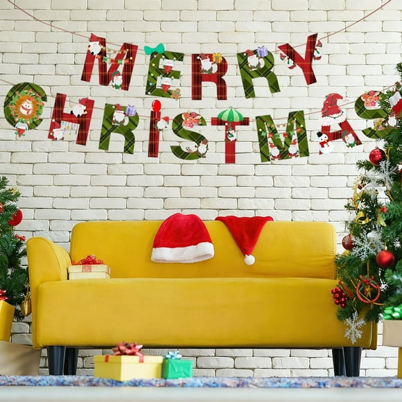 Christmas Banner under $5! CQCYD Christmas Banner Garland, Holiday Party Decorations Hanging Banner, Festive Paper Garland for Wall Decor, Christmas String Banner for Tree Mantel, Xmas Party