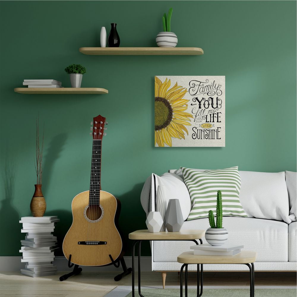 Stupell Industries You Fill My Life with Sunshine Quote Sunflower Family Phrase Canvas Wall Art Design by Deb Strain, 36" x 36"