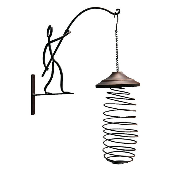 Iron Hanging Suet Ball Feeder with Stand, Metal Outdoor Bird Feeder, Spring Flower Design for Garden Yard Wild Bird Feeding