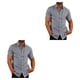 thumbnail image 4 of Sonducket Camisa de verano para hombre de viaje para banquetes, camisas de manga corta con botones y cuello vuelto, ropa de poliéster, regalo de Gris L 2piezas, 4 of 6