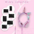 thumbnail image 6 of Kids Headphones,Charlxee Unicorns Wired Headsets with Gifts Packing include Sticker&Bracelet for Girls,Built-in Mic&On/Over Ear HD Stereo for Online Study/School/Tablet with Nylon Cable-Pink, 6 of 8