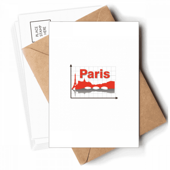 Paris City Outline Coordinate Axis Postcards Envelopes Blank Note Cards Mailing