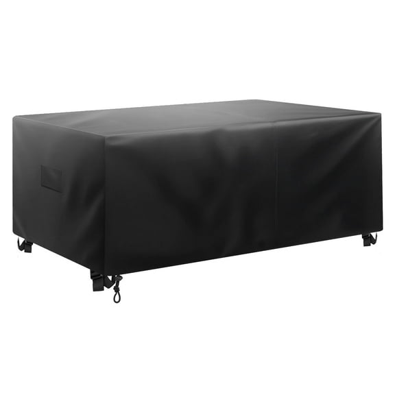 KFFKFF Heavy-Duty Outdoor Furniture Cover, 420D Waterproof Rectangular Cover for Patio Tables and Chairs, All-Weather Protection with Air Vent, 126L x 63W x 28H inch, Black