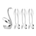 thumbnail image 1 of Billuyoard Cucharas de ensalada de frutas y postres, juego de soporte de cuchara de cisne de Metal, no es fácil de oxidar, conveniente para barra Mostrada, 1 of 6