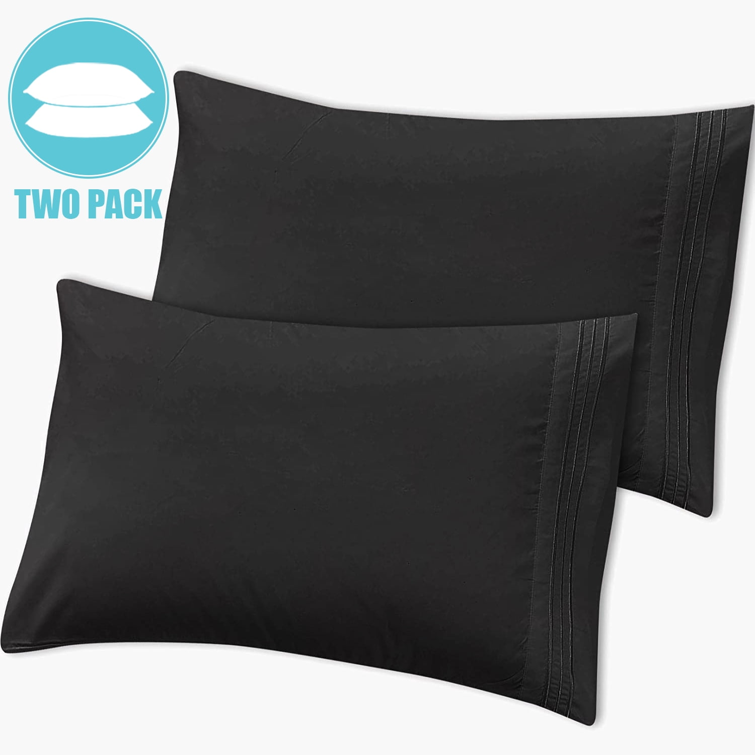Microfiber King Size Pillowcases Set of 2, Pillowcase Cover Wrinkle