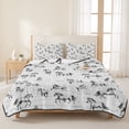 thumbnail image 3 of Full Quilt Set 78''x90'', Black Horse Lightweight Summer Bedspread Coverlet Set with 2 Pillow Shams, Watercolor Vintage Animals Breathable All Season Quilt Bedding for Bedroom/Guest Room, 3 of 9