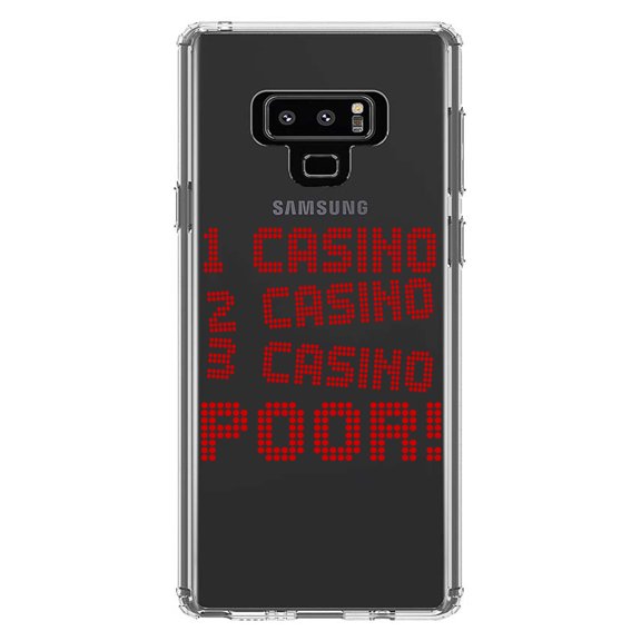 DistinctInk Clear Shockproof Hybrid Case for Samsung Galaxy Note 9 - TPU Bumper Acrylic Back Tempered Glass Screen Protector - 1 Casino 2 Casino 3 Casino Poor
