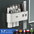 thumbnail image 2 of Soporte magnético para cepillos de dientes invertidos con adsorción para baño, exprimidor automático de pasta de dientes para pared, accesorios de baño, 2 of 5