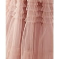 thumbnail image 4 of SAY YES TO THE PROM Womens Pink Mesh Zippered Pleated Tiered Skirt Rhinestone Band Flutter Sleeve V Neck Full-Length Prom Gown Dress Juniors 15, 4 of 4