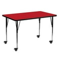 thumbnail image 1 of Mobile 30''W x 60''L Rectangular Red HP Laminate Activity Table - Standard Height Adjustable Legs, 1 of 3