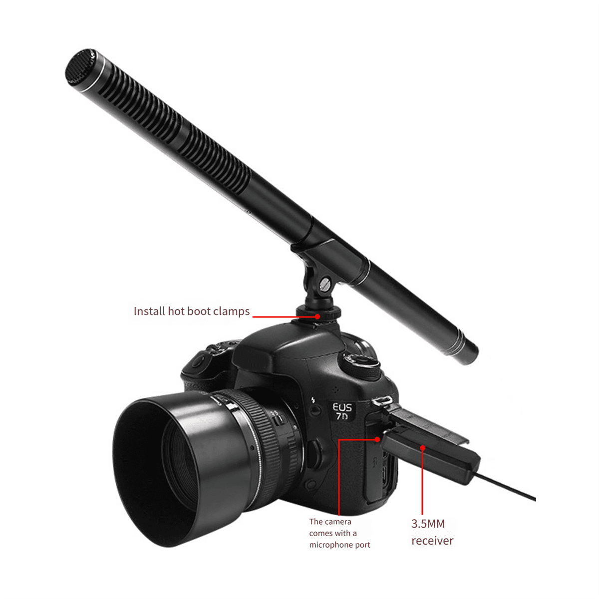 Professional Wireless Condenser Microphone Interview Recording Vlog Live Mic Super-Cardioid for DSLR Camera 3.5mm
