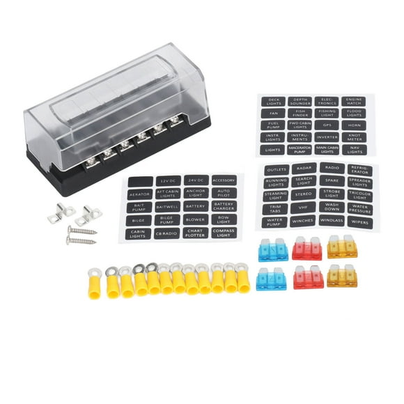 MAYUJIAA 6 Way Blade Fuse Block Box with Indicator 30A Waterproof Heat Resistant for Cars RVs Yachts Ships 12‑32V QM321-19580