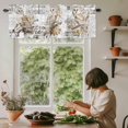 thumbnail image 5 of Owl Tree Leaves Branch Flower Window Valance Curtain Retro Postmark Rod Pocket Short Curtain for Living Room, Bedroom & Kitchen Window Decor 42x18in, 5 of 8
