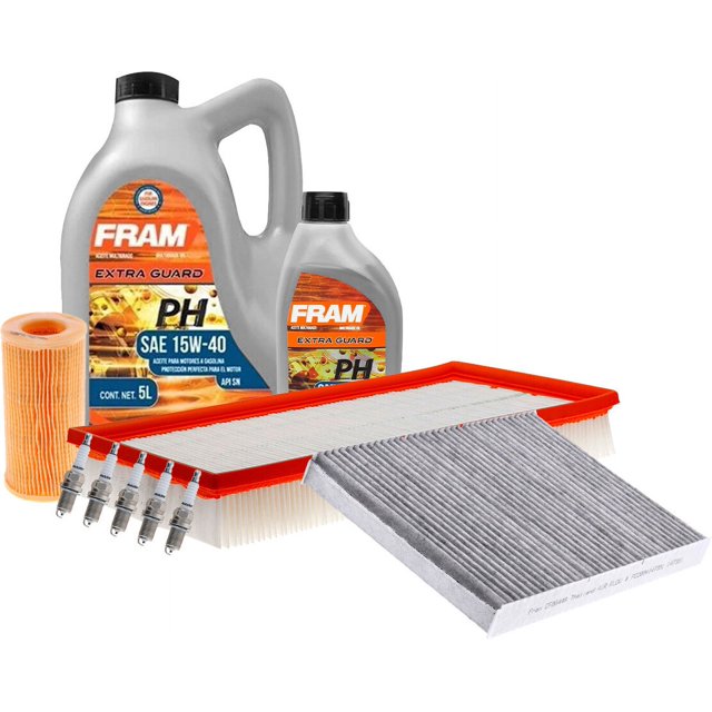 Kit De Afinación Con Aceite 15W40 Mineral, Bujías Cobre, Filtro De Aire, Filtro De Aceite Y Filtro De Cabina 10 Piezas Compatible con Volkswagen Beetle L5 2.5L DE 2006 A 2010