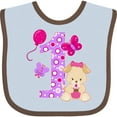 thumbnail image 3 of Inktastic First Birthday with Cute Puppy and Butterflies Boys or Girls Baby Bib, 3 of 4
