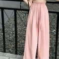thumbnail image 4 of MAIHAN-Girls Ice Silk Wide Leg Pants | Soft Lightweight Summer Trousers with Elastic Waist | Flowy Loose Fit for Casual & Outdoor Wear(Pink,9-10Years), 4 of 4