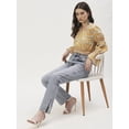 thumbnail image 5 of DressBerry Women's Printed Viscose Rayon Square Neck Ruffled Border Cropped Blouse Long Balloon Sleeves Casual&nbsp;Summer Wear Above Waist Length Regular Short Top, 5 of 7