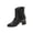Black Boots, variant on Pointed Toe Button Plaid Chunky Heel Ankle Boots Women Leather Block Heel Boots for Street Style Black 36
