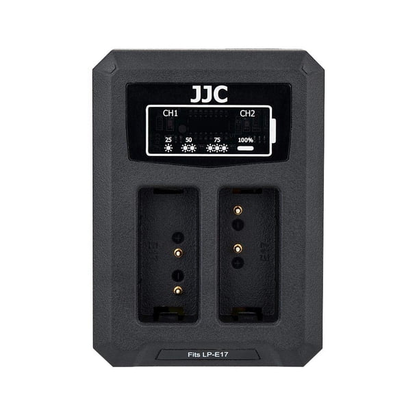 Cargador de batería JJC LP-E17 USB de doble ranura para cámaras Canon