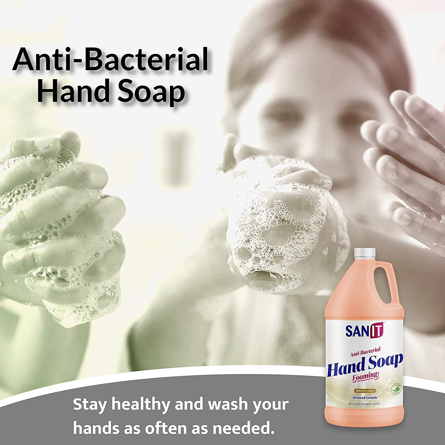 Sanit Antibacterial Foaming Hand Soap Refill - Advanced Formula with Aloe Vera and Moisturizers - All-Natural Moisturizing Hand Wash - Made in USA, Original Gold, 1 Gallon