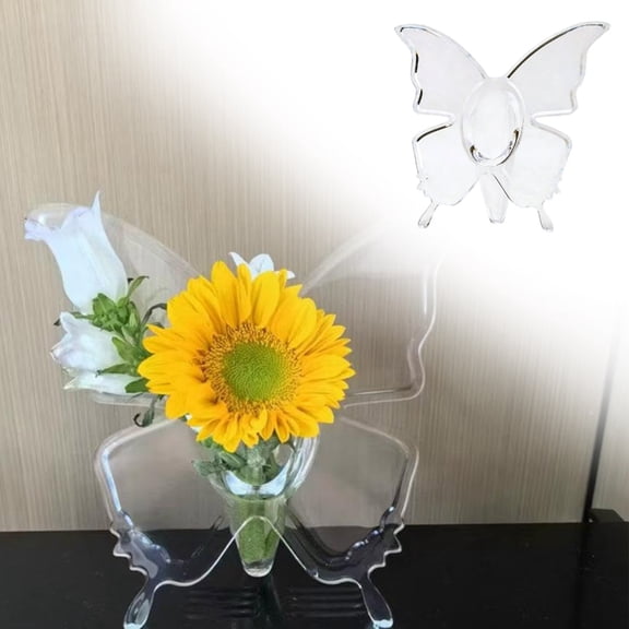 SeekLGT Butterfly Flower Vase Clear Acrylic Modern Decorative Single Rose Vase for Wedding Centerpieces Desktop Bookshelf and Home Decor Minimalist Style 1 Count