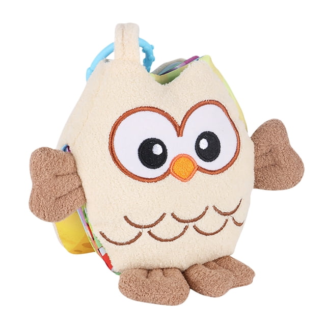 Libro de tela para bebés con búho, sonajero, juguete blando de aprendizaje temprano, lavable a máquina, para el desarrollo de bebés y niños