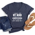 thumbnail image 2 of Nueva camiseta divertida con letras MY MIND Just WANDERED OFF para mujer, camiseta de manga corta, informal, estilo hip hop, cuello en V, camiseta de moda para chica con letras, 2 of 4