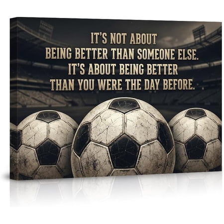 Soccer Canvas Wall Art Motivational Sports Poster Inspirational Quotes Football Prints for Living Room Bedroom Home Decor Athlete Gifts Gym Decor Vintage Stadium