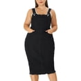 thumbnail image 3 of Vestido de mujer de talgrande con tirantes ajustables y abertuen espalNegro 2X, 3 of 6