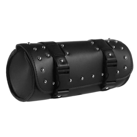 MLINS Universal Motorcycle Saddle Bag with Two Straps for Storage Use Black PU Leather 8583700