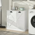 thumbnail image 5 of MIDOQIN Double Tilt Out Laundry Hamper Cabinet, Wooden Hidden Laundry Sorter Cabinet Free Standing Trash Can Cabinet for Home, Living Room, 5 of 12