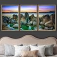thumbnail image 3 of wall26 Framed Canvas Print Wall Art Set Purple &amp; Orange Rocky Lake Landscape Nature Wilderness Photography Realism Rustic Scenic Colorful Ultra for Living Room, Bedroom, Office - 24"x36&quot, 3 of 5