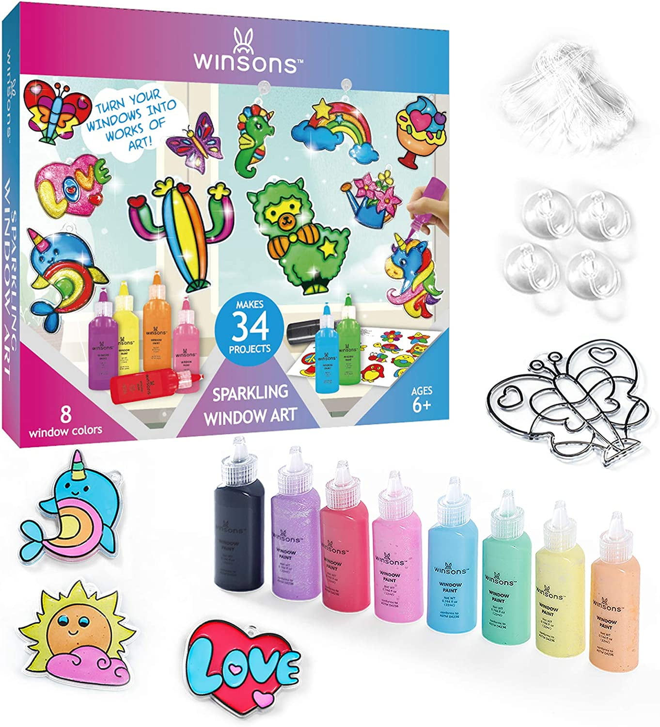 AVIASWIN Girls Toys Age 4-6-8 Window Art for Kids, Suncatchers Painting  Kit, Arts and Crafts for Kids Ages 5 6 7 8 9 10, DIY Paint Activities  Ideas