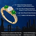 thumbnail image 2 of Gem Stone King 18K Yellow Gold Plated Silver Green Created Emerald Ring Set with Moissanite (2.70 Cttw) (Size 6), 2 of 6