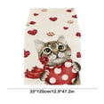 thumbnail image 3 of FYTPOV Flax Table Runner, Valentines Day Decorations, Hearts Roses Cat Table Runner for Wedding Party, Christmas Runner for Table Home Decor, 13x47 inch, 3 of 5